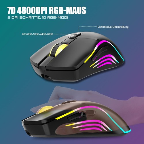 K20 Rechargeable Kabelloses Gaming Tastatur und Maus Set, QWERTZ DE Layout, R... - Afbeelding 6 van 9