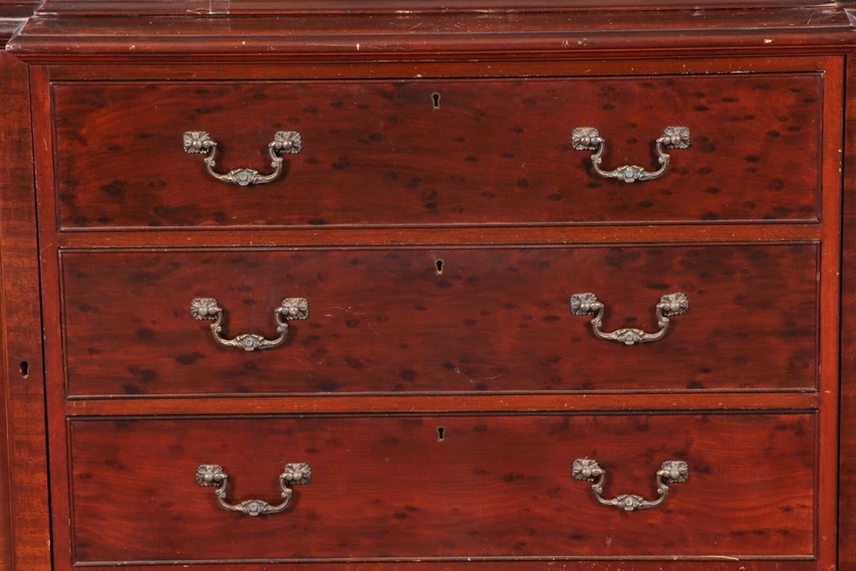 复古桃花心木英国格鲁吉亚风格气泡玻璃破损书柜柜 — 第 2/4 张图片