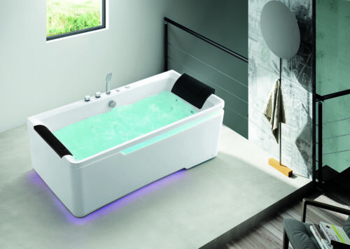 VASCA IDROMASSAGGIO LED 175X85 RISCALDATA 32GETTI 2 POSTI LED BLUETOOTH ITALIA - Foto 1 di 21