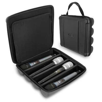 CASEMATIX Wireless Microphone Case – Holds 4 Mics, Travel Bag, Hard Shell