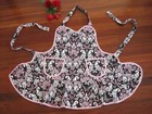 Pretty Pink Butterfuly Black Princess Style Wide Frill Two Pocket Cotton Apron