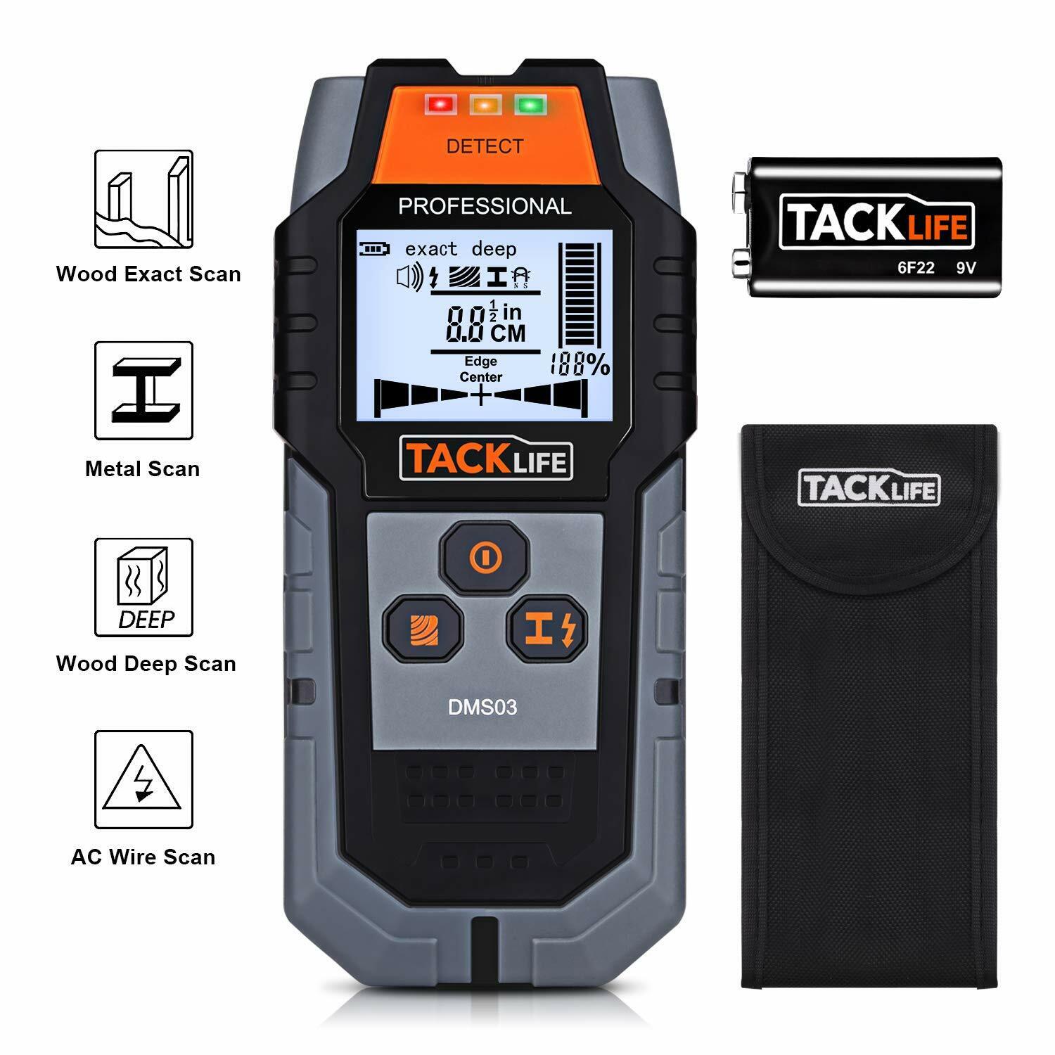 TACKLIFE Stud Finder Wall Scanner, 4 in 1 Center Finding Electronic Wall Detecto