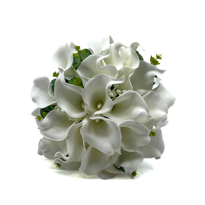 Künstliche Hochzeit Blumen Bräute Posy Strauß in weiß Real Touch Calla Lilie