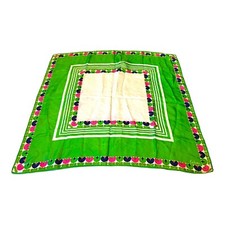 Echo Heart Border Green Designed Silk Scarf 2...