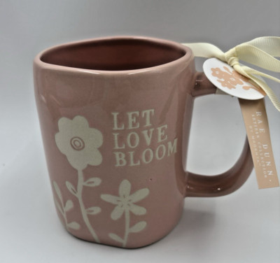 Rae Dunn LET LOVE BLOOM Pink WTH Flowers