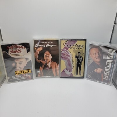 Classic Country Music 4 Cassette Lot - Roy Rogers, Kenny Rogers, Conway Twitty