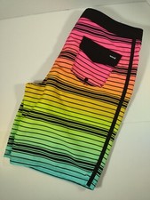 New Hurley Boys' Board Shorts Multicolor striped Swim Trunks size 18