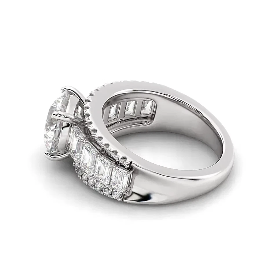 Wedding Diamond Ring 4.25 Ct IGI Certified Lab Created  14K White Gold Round Cut - Image 3 of 4