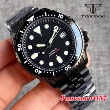 Reloj Tandorio 20ATM 41mm Negro Japón NH35A Cuerda Automática Hombre Cristal de Zafiro