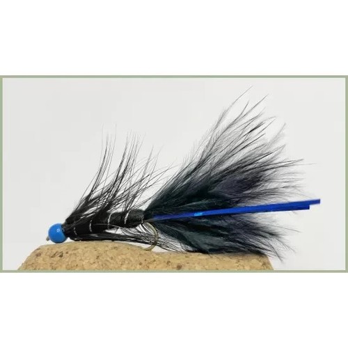 Moscas trucha, damiselas flash, 12 por paquete, cabeza caliente negra y oliva, flash azul y rojo - Imagen 3 de 5