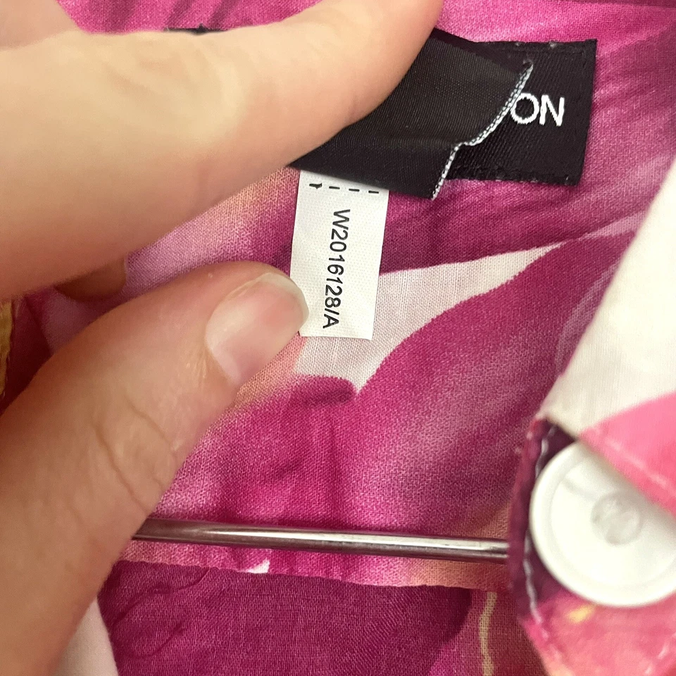 Blusa Norton McNaughton Floral Algodón Botón Frontal Rosa Blanca Talla Grande Foto 4 de 4