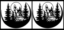 Wolf Howling Moon Scene Black Vinyl Decal Car Truck Window Camper Laptop Tablet