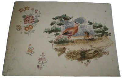 Frankenthal Porcelain Bird Scene Scenic Watercolor Template Porzellan Malvorlage