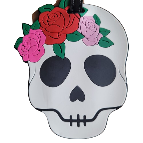 Skull & Roses Luggage ID Tag for Suitcase or Backpack  -image