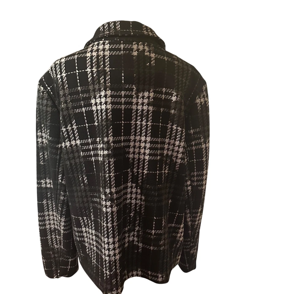 Erin London black and silver zip check moto jacket size XL - Image 2 of 4