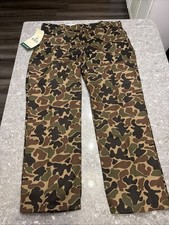 Red Head Bone Dry Canvas Camo Camouflage Duck Hunting Brush Pants 44x32 USA Vtg