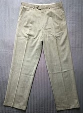 Vintage Chaps Ralph Lauren 100% Wool Pants Men's 34x31.5 Gray Green Pleated