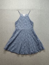 Streetwear Society Women Mini Dress M Blue Lace Halter Neck Pullover Casual