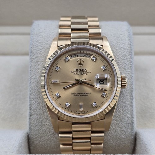 Rolex Day-Date 18238 President Gold FACTORY Champagne Diamond Dial 36mm Watch