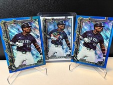 2025 Topps Holiday Julio Rodriguez Lot (3) Blue Metallic Glitter & Present SP