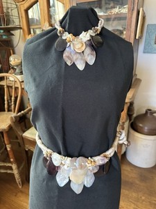 Vintage Hawaiian Shells Wrap Belt With Matching Necklace