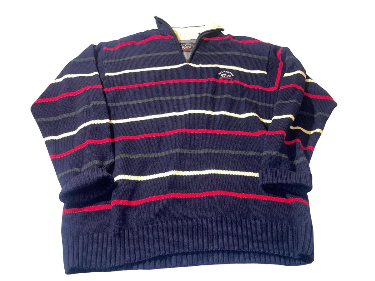 Pull En Laine 100% Homme PAUL & SHARK - Coupe Cardigan - Taille Unique (Bianco) - Neuf Avec Étiquettes
