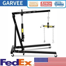2 Ton 4400LBS Engine Hoist Crane Cherry Picker with Leveler Stabilizer Hydraulic