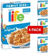 4 PACK FAMILY SIZE QUAKER LIFE Multigrain Crispy Crunchy Cereal 22.3 Oz