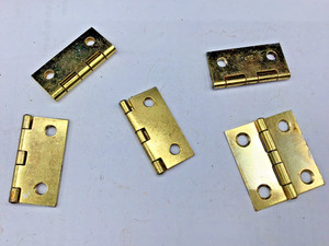 Solid Brass Hinges - set of 5 - 4 hole - 1 3/8" x 1 1/2" - Japan