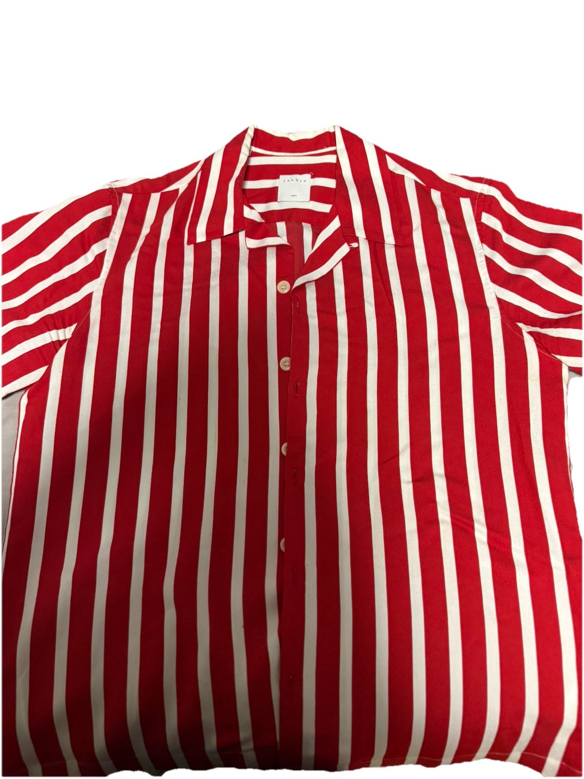 Sandro Paris Men's Short Sleeve Camp/cuban Collar