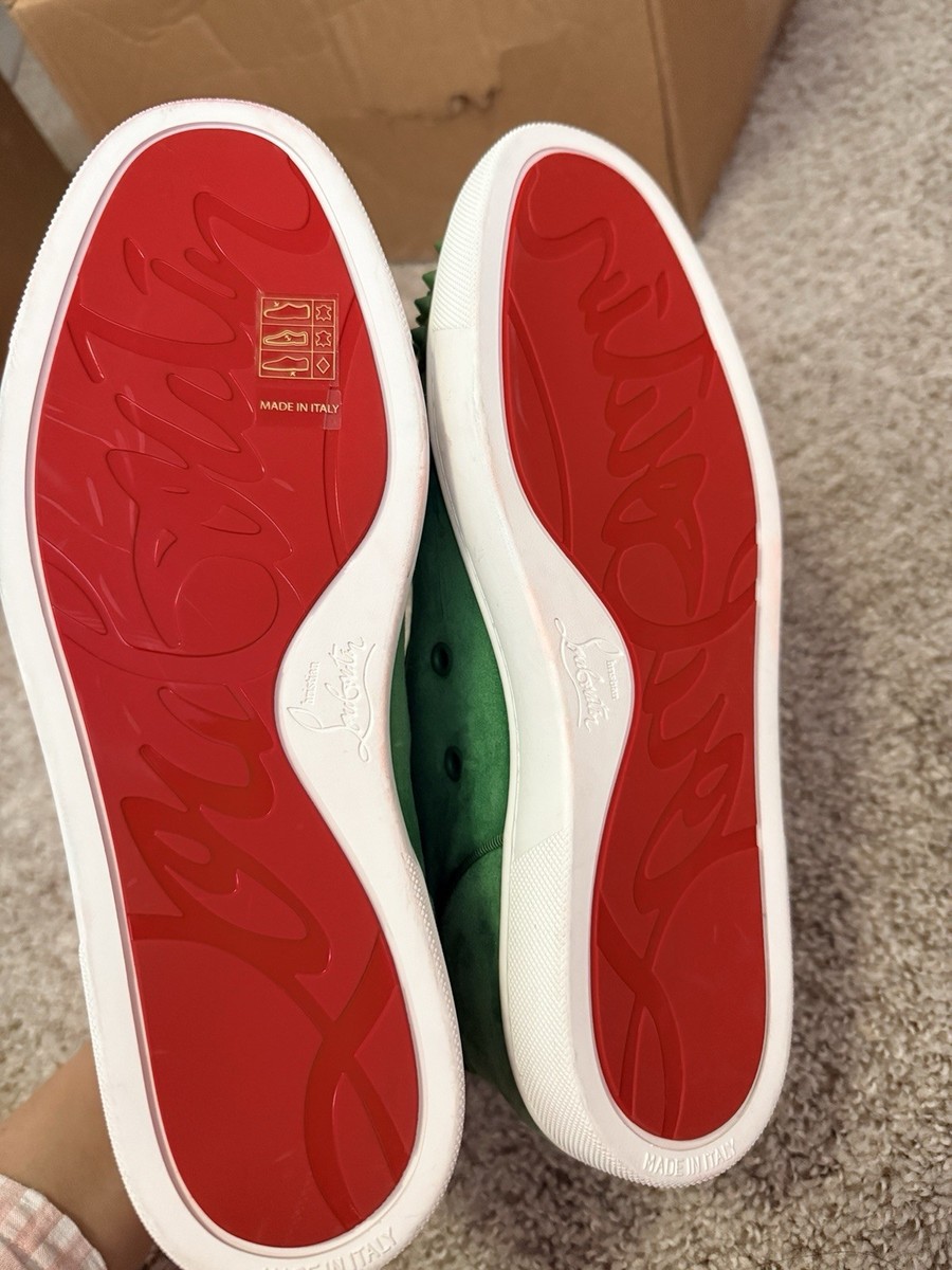 AUTHENTIC Christian Louboutin Green Suede Spike High Top Sneakers
