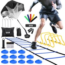 GHB Agility Ladder,Football Training Equipment Set,4 Agility Hurdles, 20 feet...