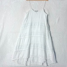 CLUB MONACO Embroidered Crochet Coastal Boho Romantic Strappy Lined Dress 12