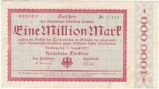 Notgeldschein*REICHSBAHN*Dresden*1 Million Mark*11.8.1923*Reihe F*No. 47453