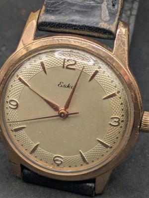 ESKA Vintage Schweizer Uhr 33mm Guillochiertes Zifferblatt - Mechanischer Handaufzug - 50er Jahre