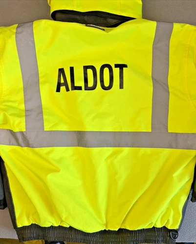 Kishigo Ripstop Bomber Jacket Hi Vis Yellow Reflective Men Medium JS130 VG image 4