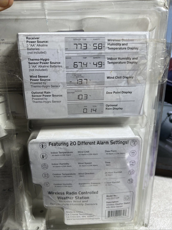 La Crosse Tech Professional Weather Station WS-2317-CP Wireless Wind Rain NIB - Image 4 of 4