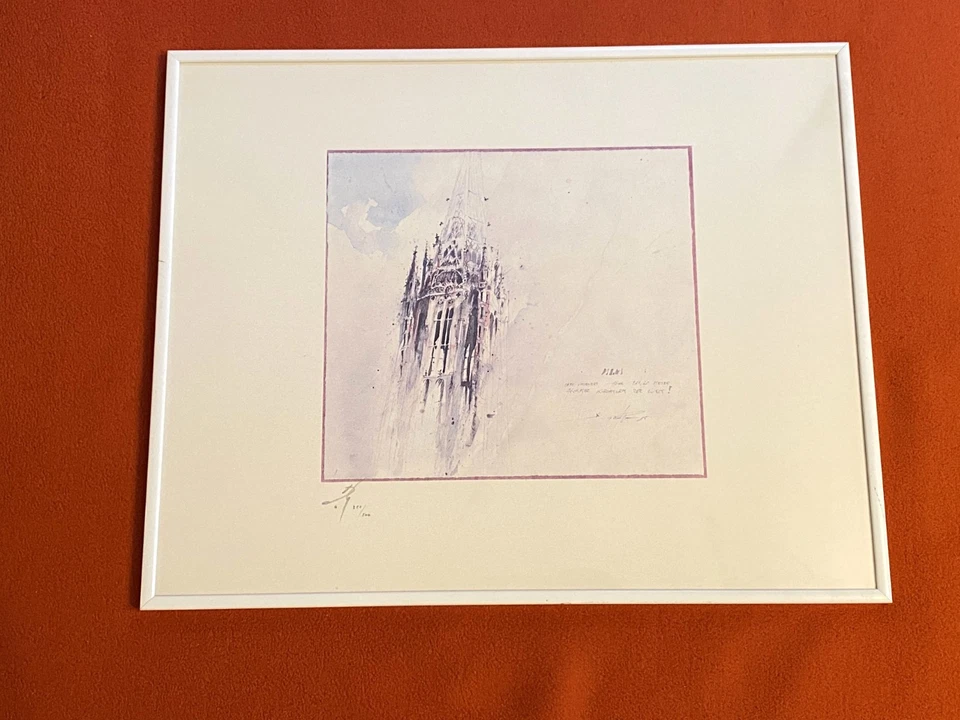 Druckgraphik Lithografie Kunstdruck Ulmer Münster Dietmar Gürtler 1986