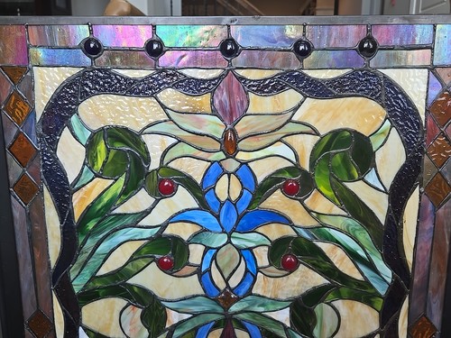 Tiffany Style Stained Glass Victorian Folding Fireplace Screen, Damaged, READ* - Picture 15 of 23