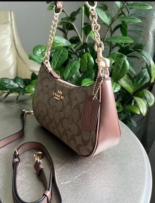 Sac à main Coach Rose/ Intérieur Marron - Photo 1/3