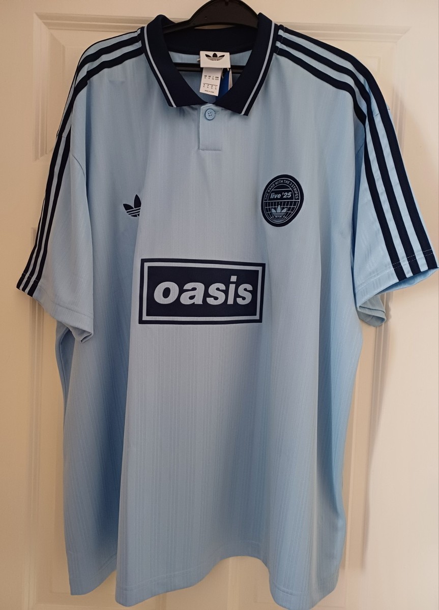 Adidas x Oasis Tour Jacquard Jersey BLUE Size L | eBay UK