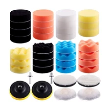 SIQUK 38 Pieces Car Polishing Pad Kit 3 Inch Buffing Pads Foam Polish Pads Po...