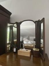 Vintage Mahogany Tri-Fold Dressing Table Mirror – Georgian Style