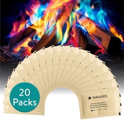 NAVARIS Feuerfarben Pulver - Buntes Feuer für Lagerfeuer - 10g 20er-Pack - Feuerpulver