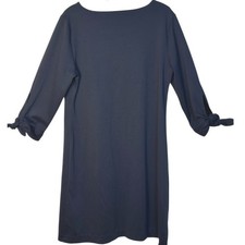 Talbots Dress 3/4 Sleeve Tie Cuff Boat Neck Knit Navy Blue Classic Business SZ M