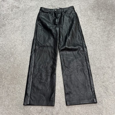 Wilfred Command Faux Vegan Leather Ankle Pants Womens 0 Black Straight High Rise