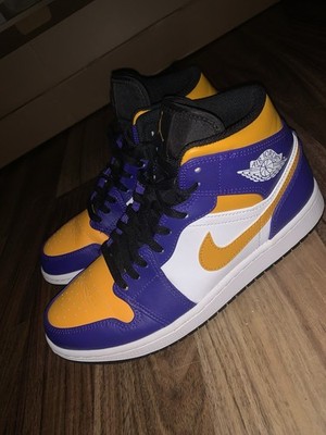 Nike Air Jordan 1 Mid Lakers Purple Gold EU 42.5  US 9 NBA