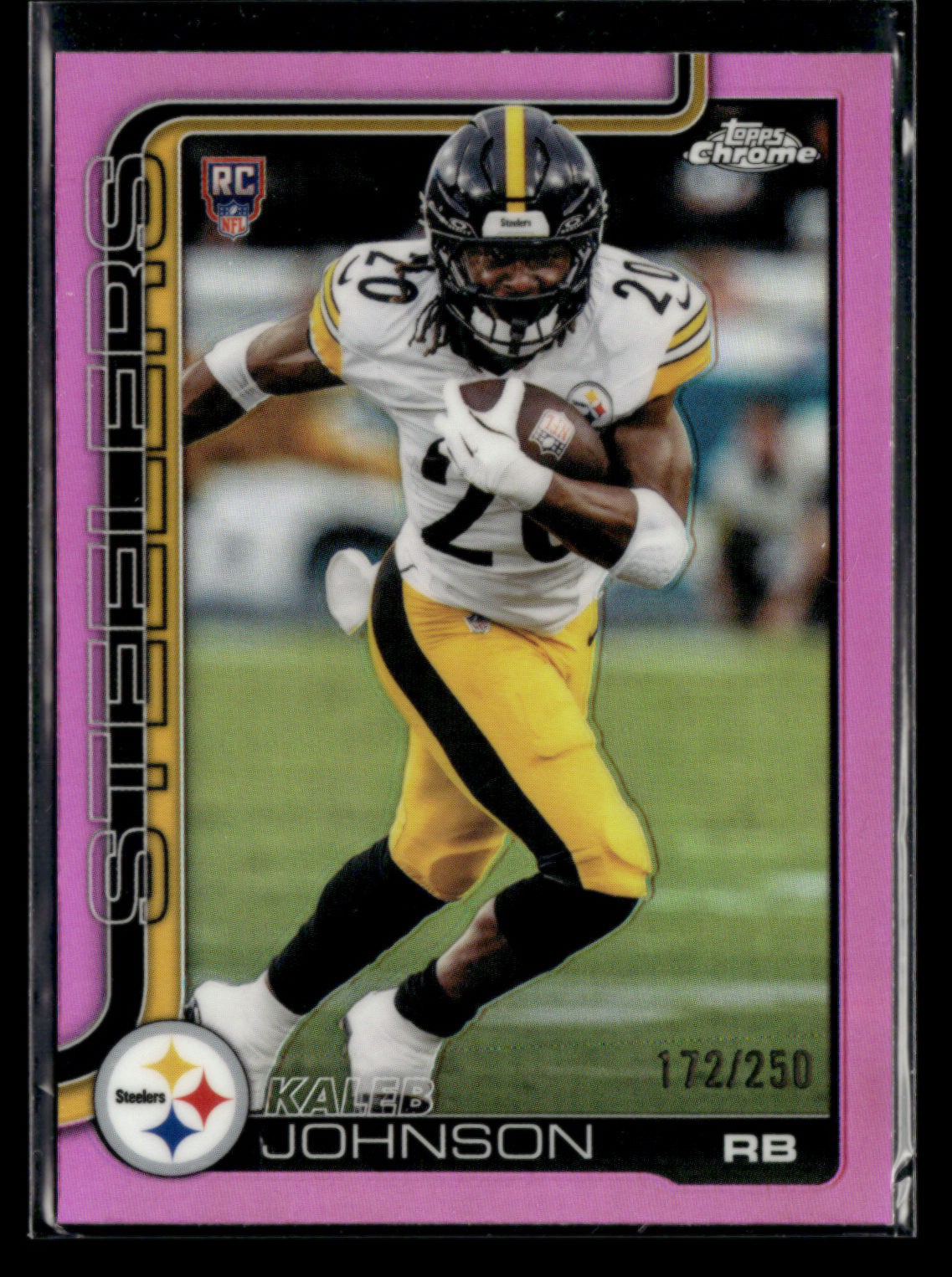 Kaleb Johnson RC 2025 Topps Chrome Football Pink Refractor 172/250 [jos146