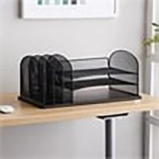 Scranton & Co Metal Mesh Desk Organizer with 3 Upright Sections in Black