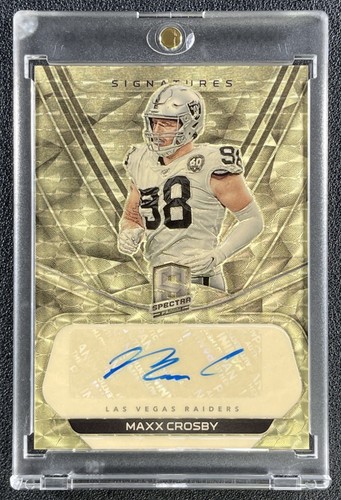 1/1 MAXX CROSBY 2020 PANINI SPECTRA #S-MC SIGNATURES AUTO GOLD PRIZM 1/1 RAIDERS